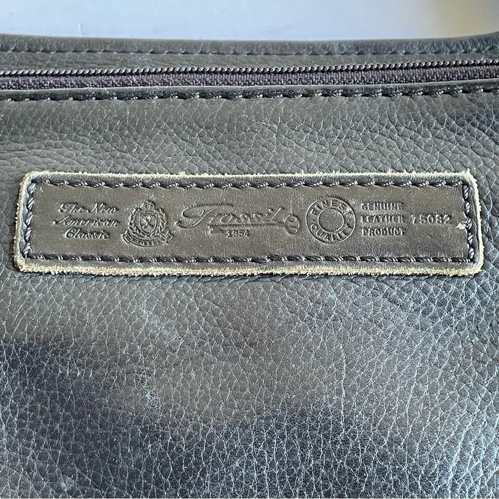 FOSSIL Purse Classic Black Vintage Pebbled Leather Crossbody Shoulder Bag 75082 - Picture 10 of 15